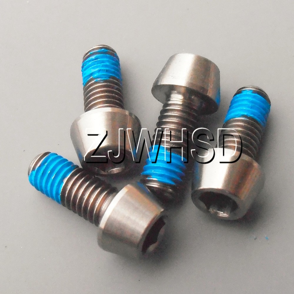 4pcs M5 x 12 Ti Titanium Screw Bolt Allen Hex Taper Socket Cap head+ThreadLocker