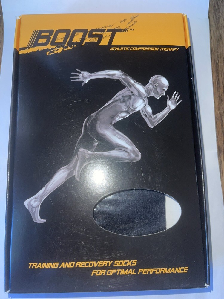 BOOST Athletic Compression Socks Beginner 15-20 Black SIZE B New