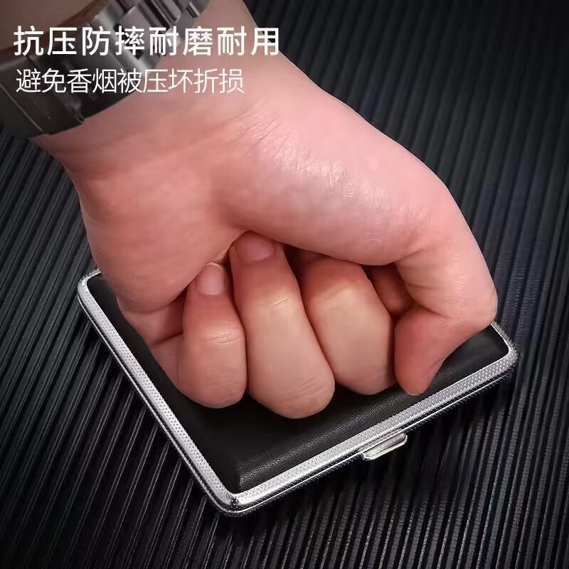 Metal Leather Double Sided Straight Roll up Cigarette Case