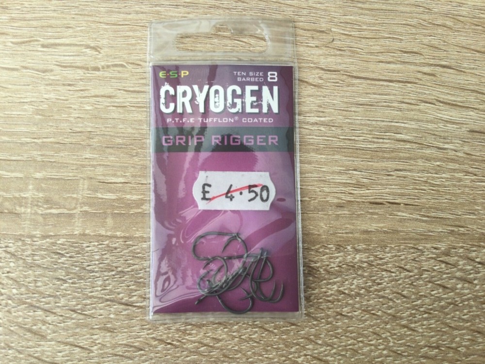 E S P CRYOGEN GRIP RIGGER BARBED HOOKS SIZE 8