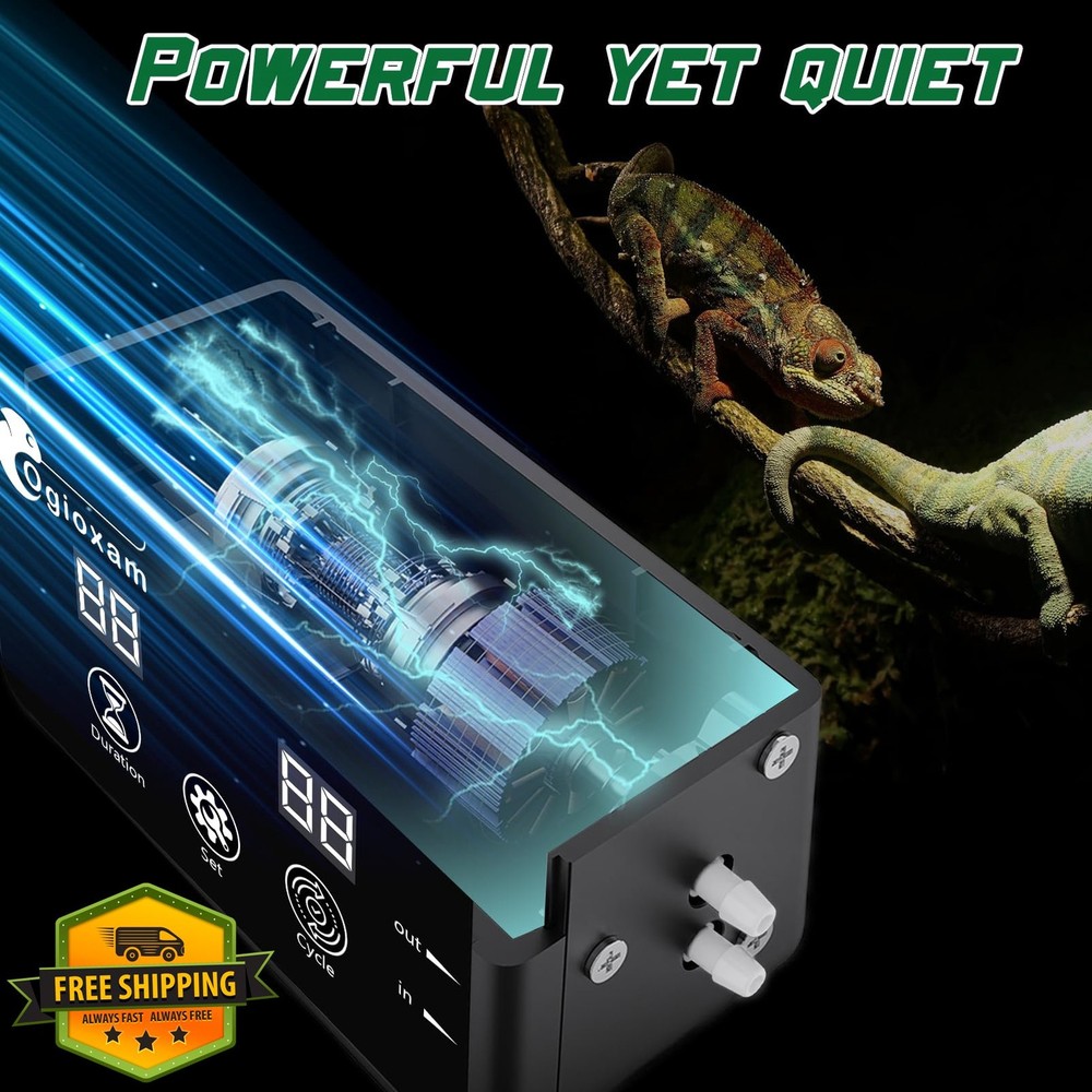 Ogioxam Automatic Reptile Mister System, Smart Misting, 2 Nozzles