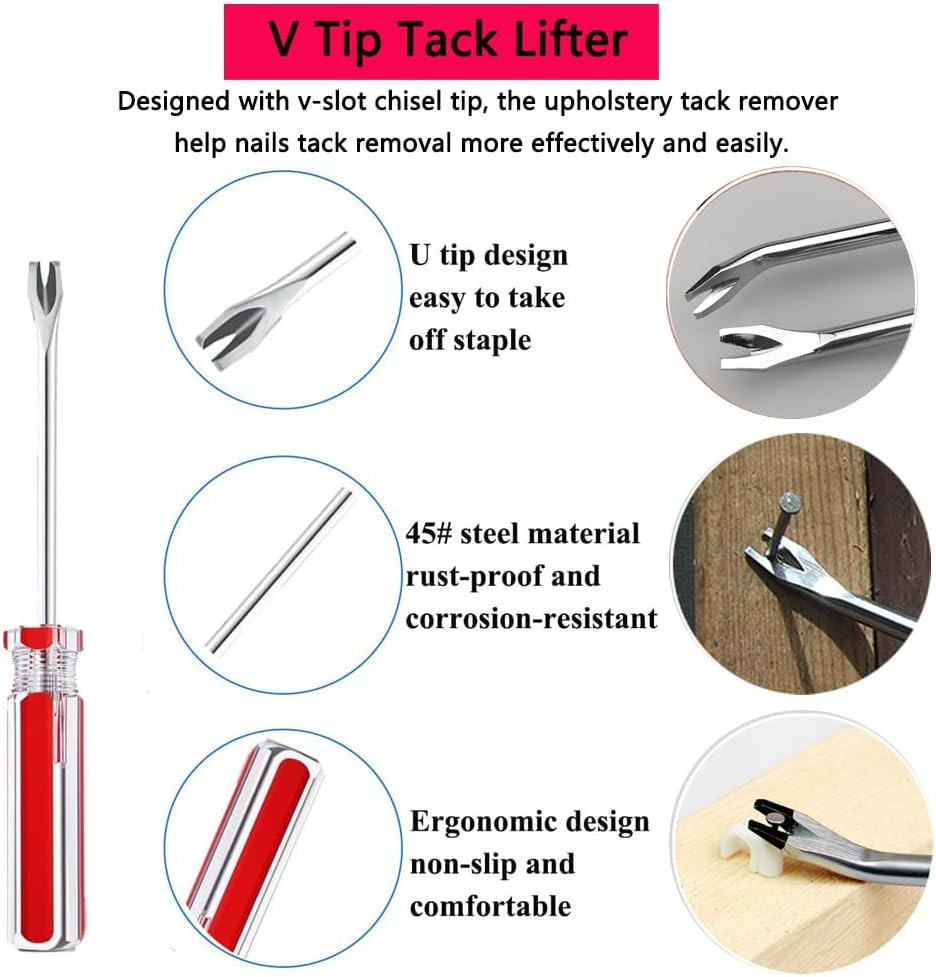 5Pcs Upholstery Staple Remover Tool with Nail Puller Pliers Tack Puller Staple P