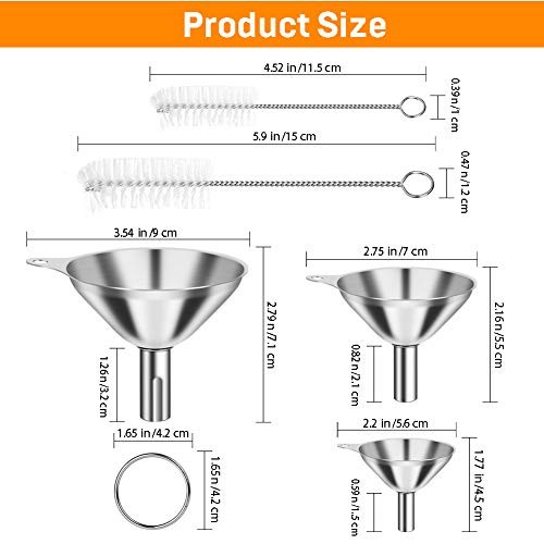 Stainless steel kitchen funnel set three
