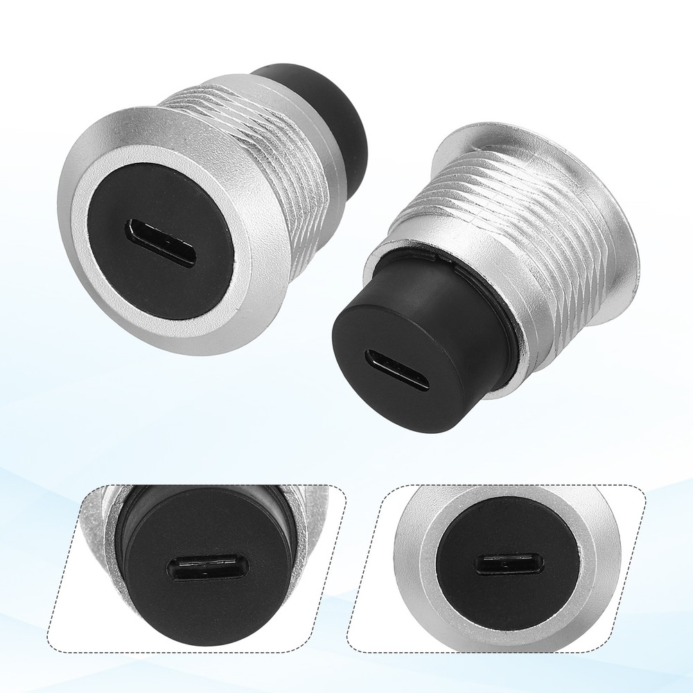 2pcs, Type C Panel Mount Coupler USB C Pass Through 10Gbps Silver