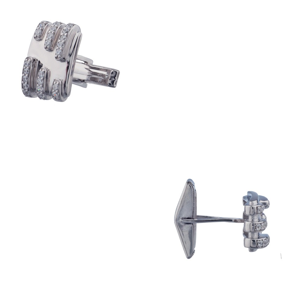 Sterling Silver 925 White Sapphire Cuff Links