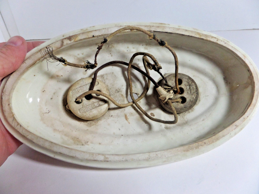 oval 2 light socket flowered vintage ceramic