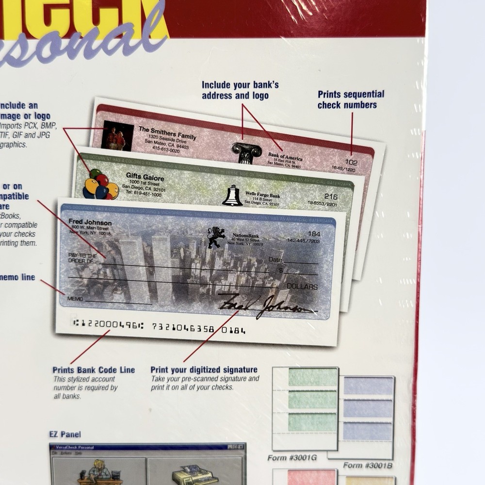 Mips Versa Check Personal Custom Check Creation Software 3.5" Floppy w/150 Blank