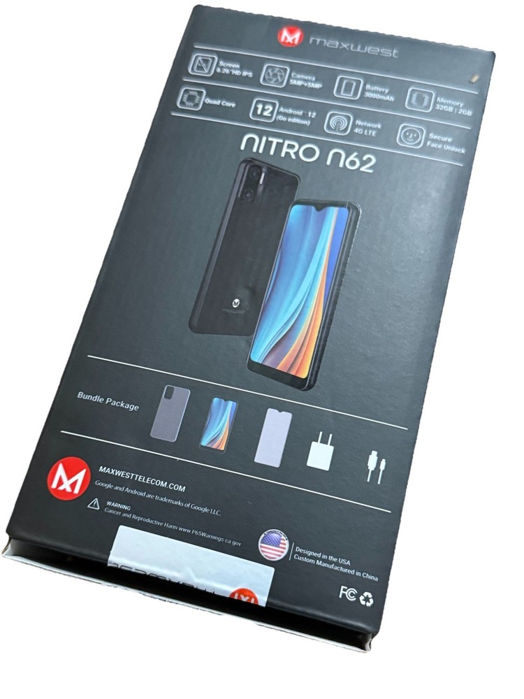 Open Box. Maxwest Nitro N62 PURPLE. 32GB (Unlocked) Dual SIM Android 12.