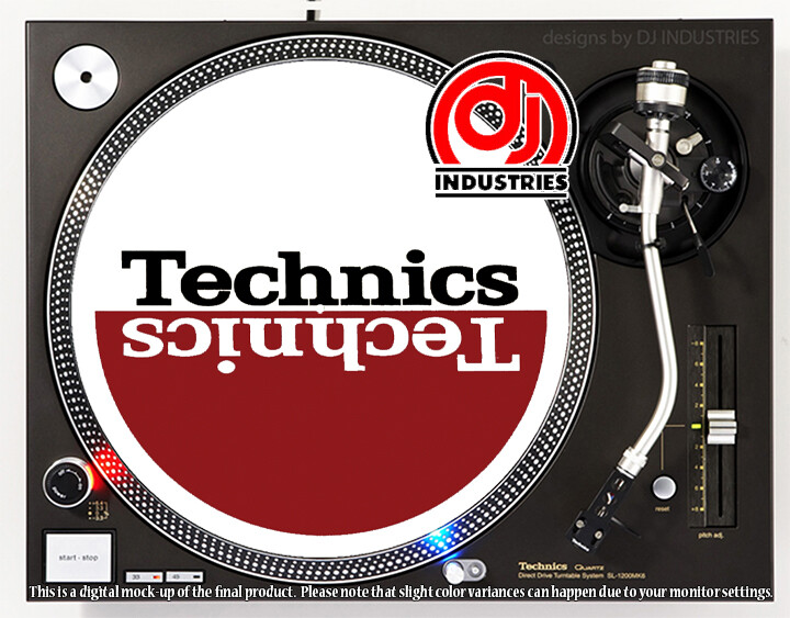 Technics Mirror Black on Red - DJ slipmat for LP turntable record player