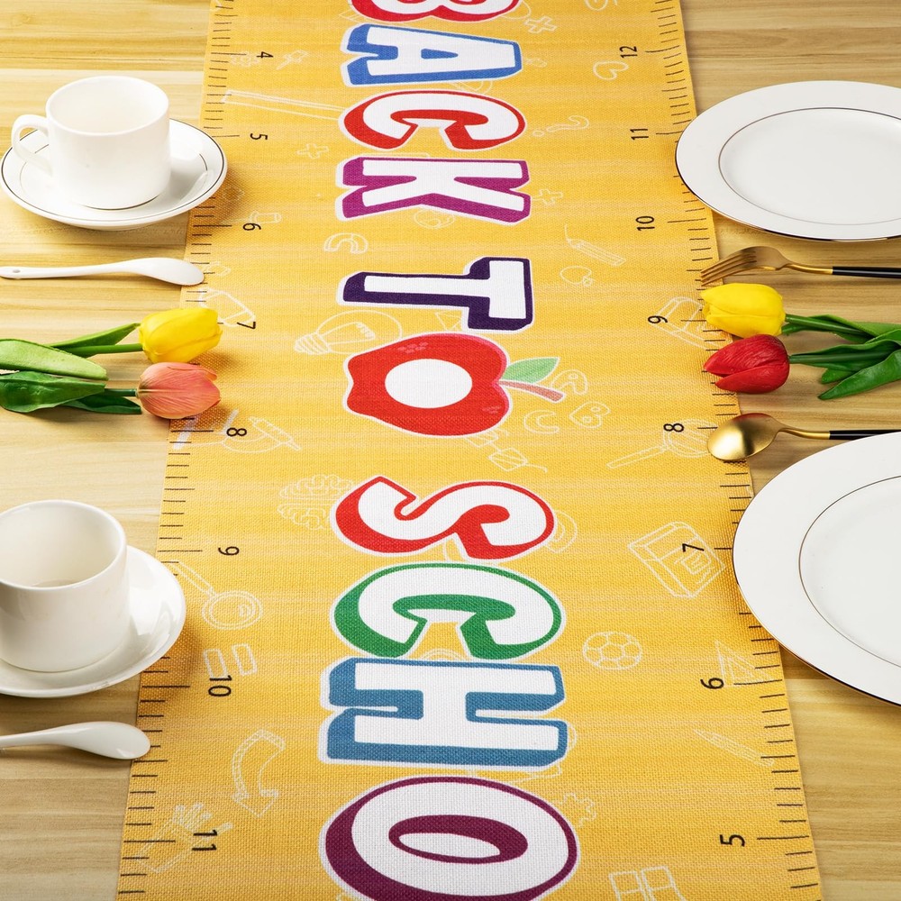 Back to School Table Runner Ruler Table Runner Back to School Decorations for...