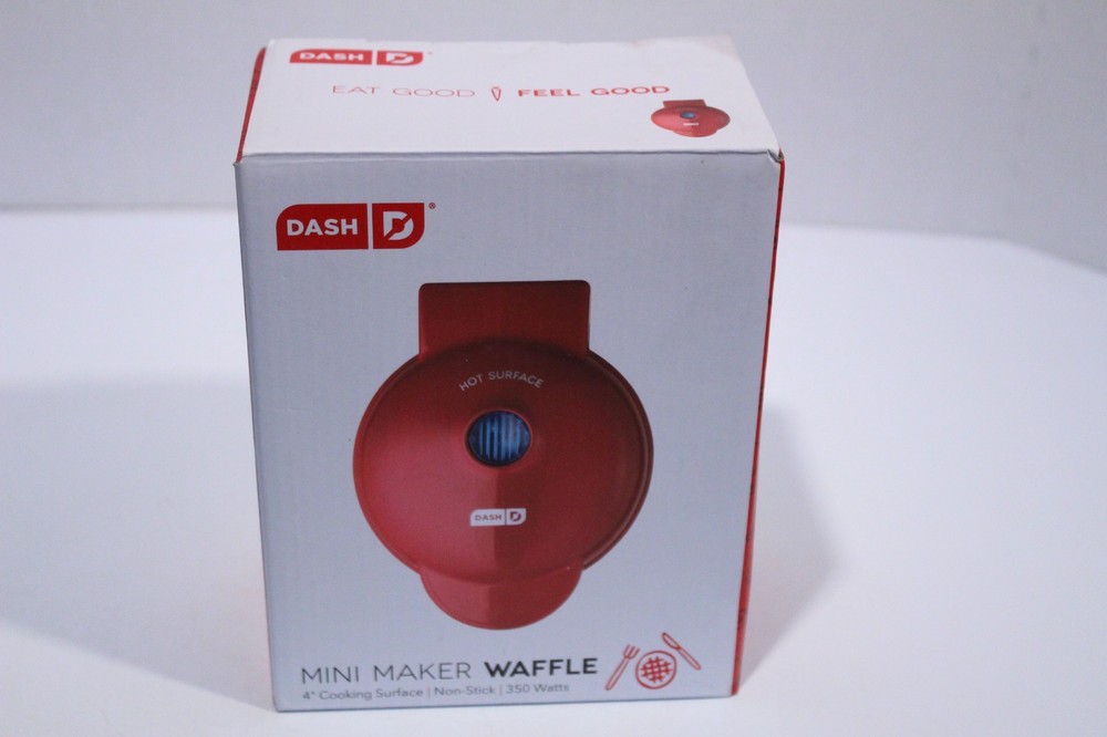 Dash Mini 4" Waffle Maker Non Stick 350 Watts Red Makes Tiny Waffles!