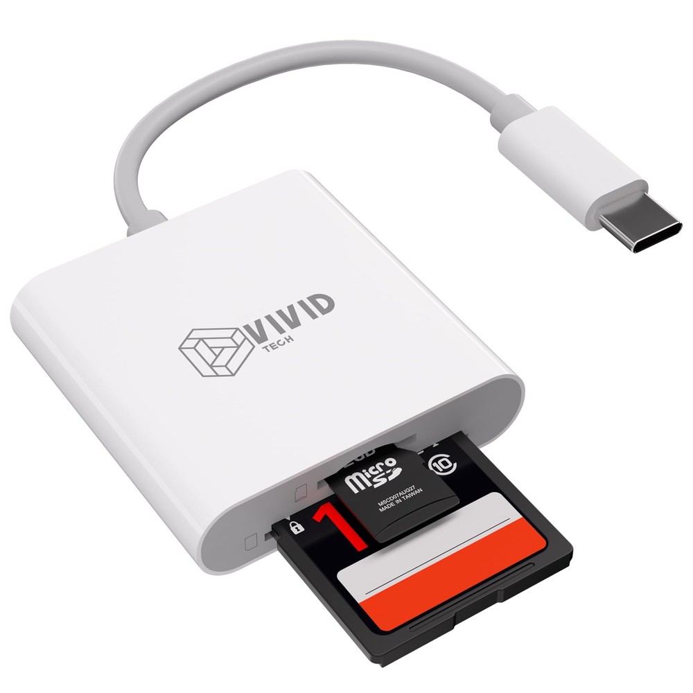 SD Card Reader, Reader for iPhone 17/16/15 Pro White