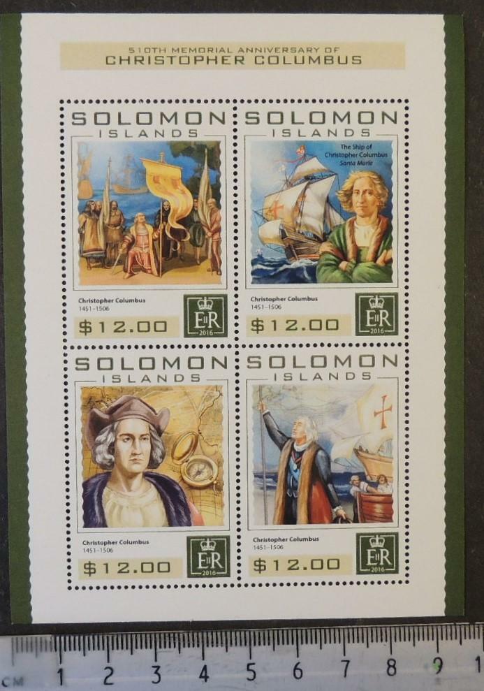 Solomon Islands 2016 christopher columbus explorer ships flags m/sheet mnh