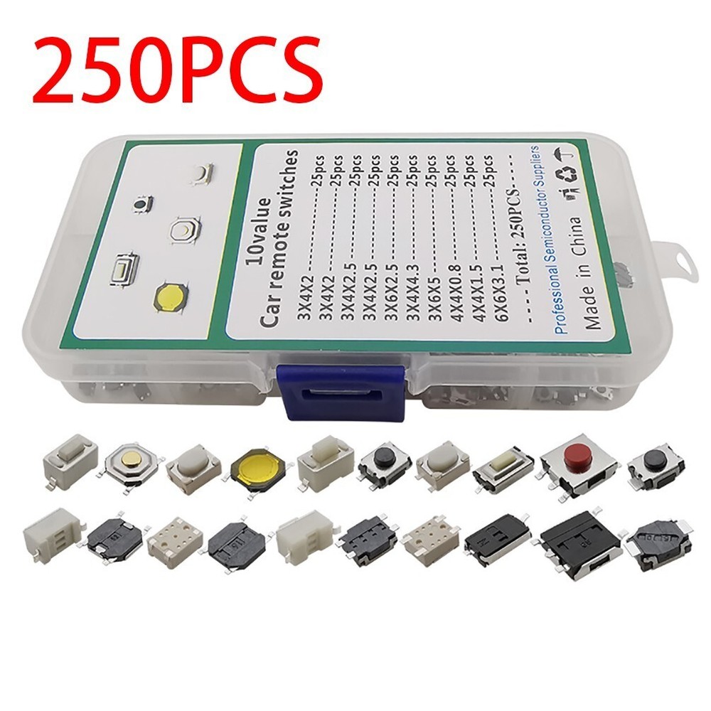 250* Values Tactile Push Button Micro-Momentary-Tact-Assortment Kit For