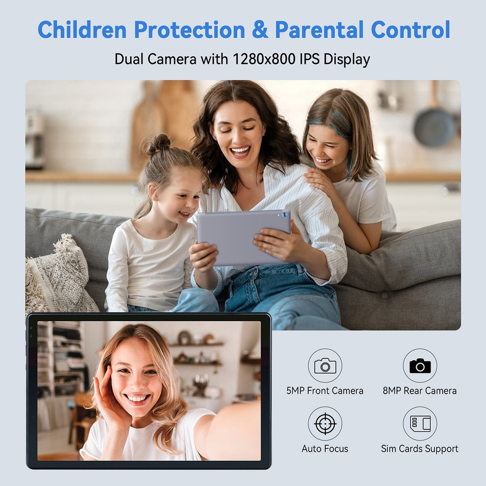 New 10.1" Android 15 Tablet 24+128GB IPS Touchscreen Octa-core Processor Wi-Fi