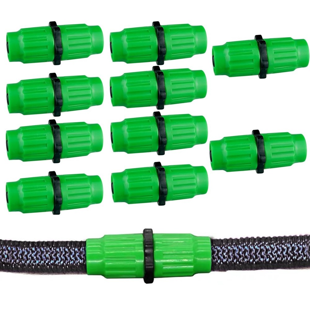 10 Sets Expandable Garden Hose Repair Kit, Plastic Flex ½ inch, Green