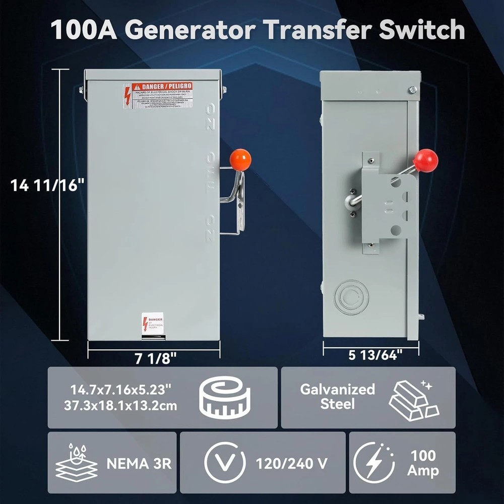 Weather-Resistant 24000W Transfer Switch - 100 Amp Electrical Control Device