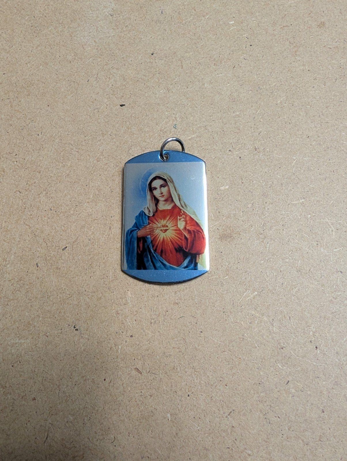 Stainless Steel Virgin Mary Dog Tag Style Necklace Pendant only, W03