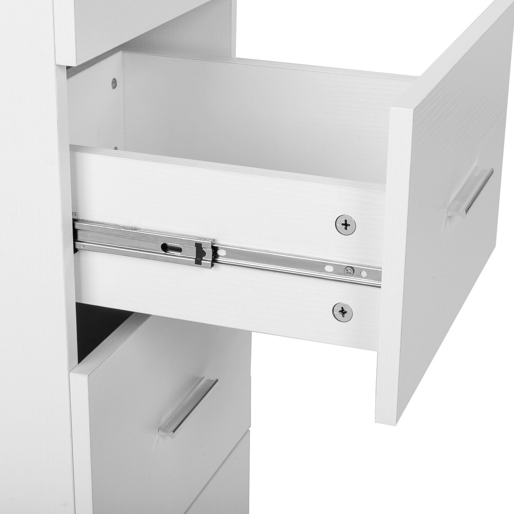 White embossed chipboard computer desk with 2 power sockets