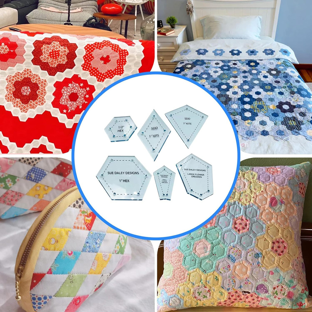 300Pc ASSROTED Acrylic TEMPLATES Quilting Patchwork Piecing Craft for Sewing