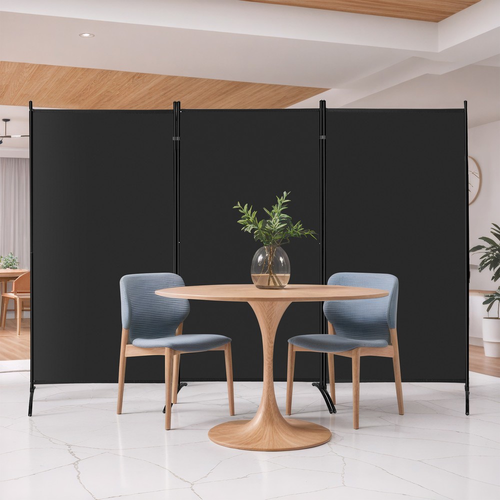3 Panel Folding Partition Privacy Screens Freestanding Fabric Room Panel Black
