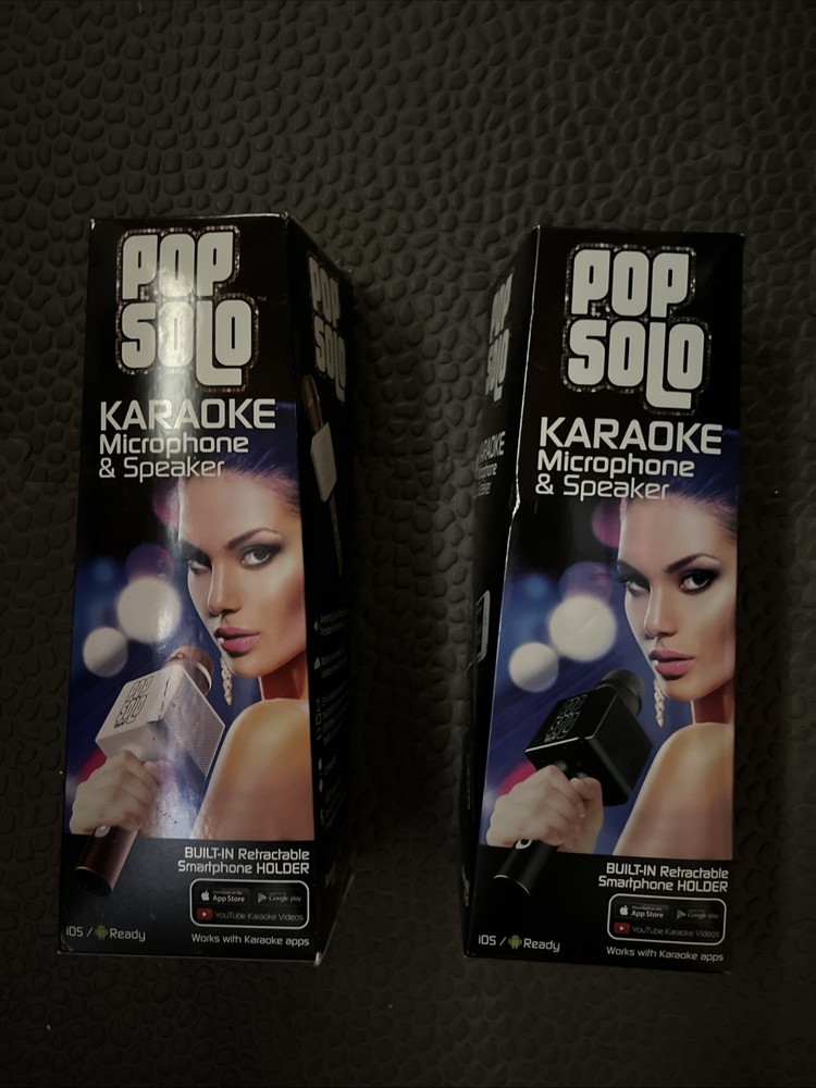 Pop Solo Bluetooth Karaoke Microphone Black And White