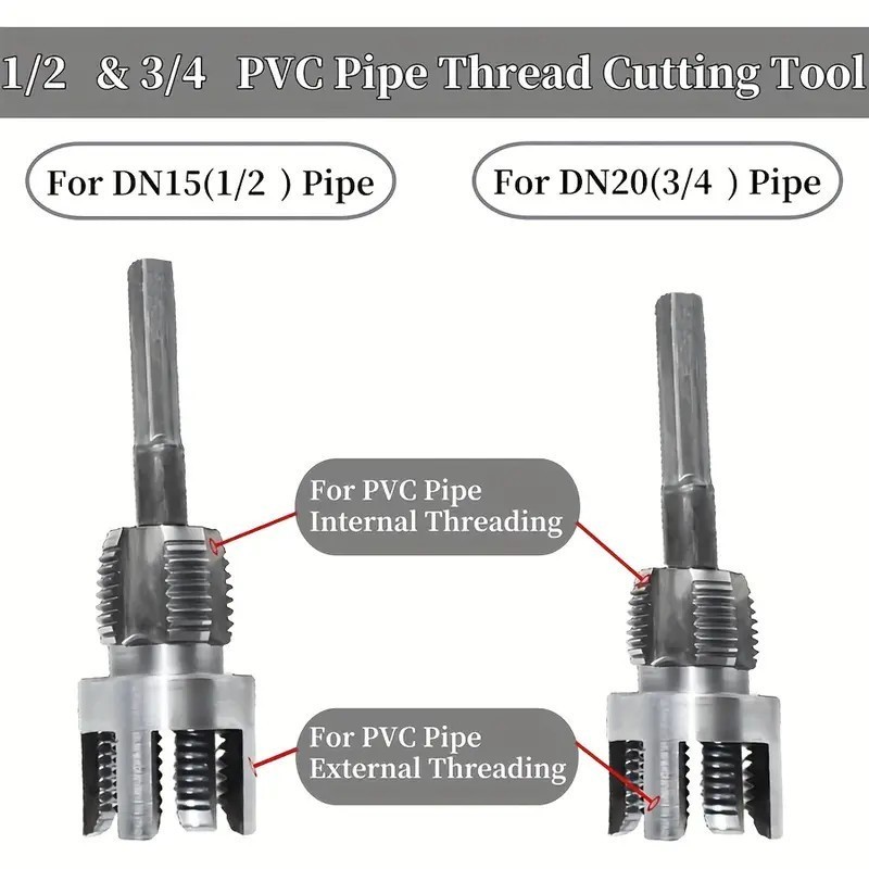 2x PVC Pipe Threader Kit - Dual-Function Internal & External Pipe Threading Tool