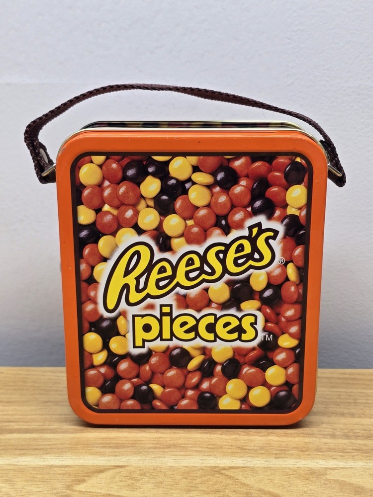 Reese’s Pieces Collectible Lunch Tin Box With Strap Handle