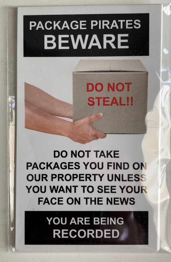 Package Parcel Thief Warning Stickers / 6 Pack + FREE Shipping