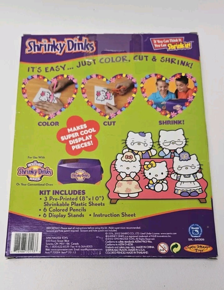 Vintage Shrinky Dinks Hello Kitty Plastic Pattern Sheets ONLY