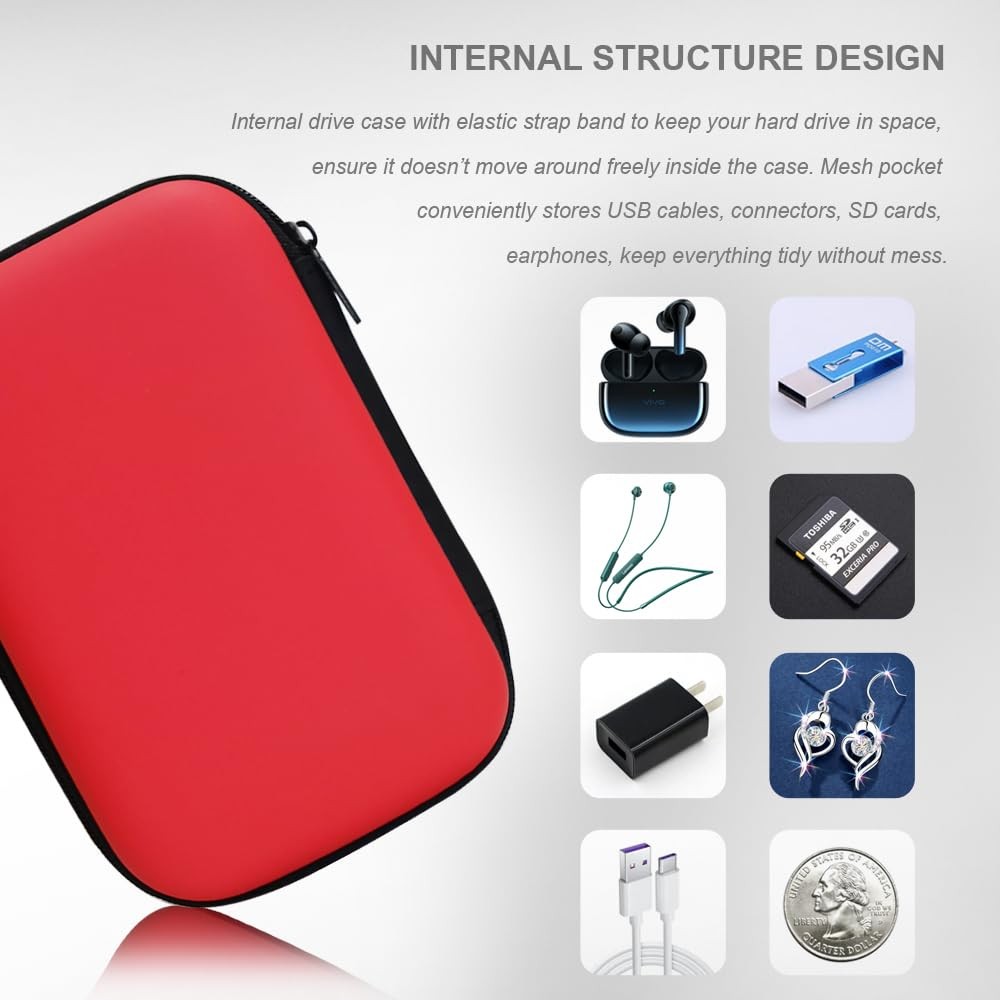 Hard Drive Carrying Case Storage Organizer Bag Multi-Purpose Universal Carry ...
