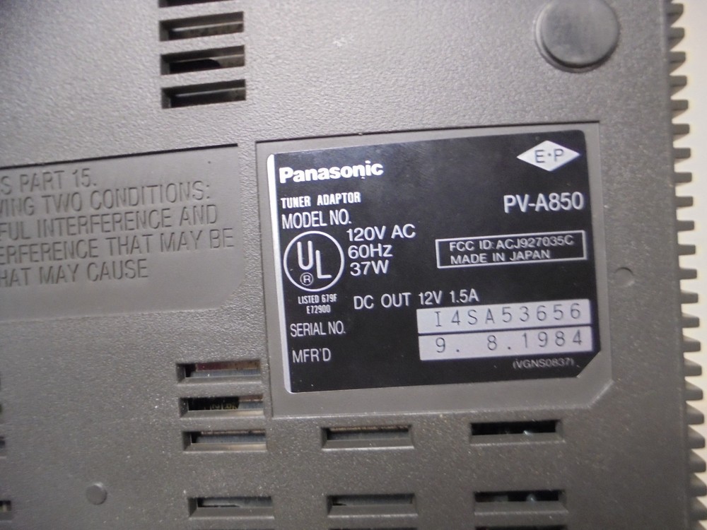 Panasonic PV-A850 Omnivision Programable Timer Tuner Adapter, PARTS!!