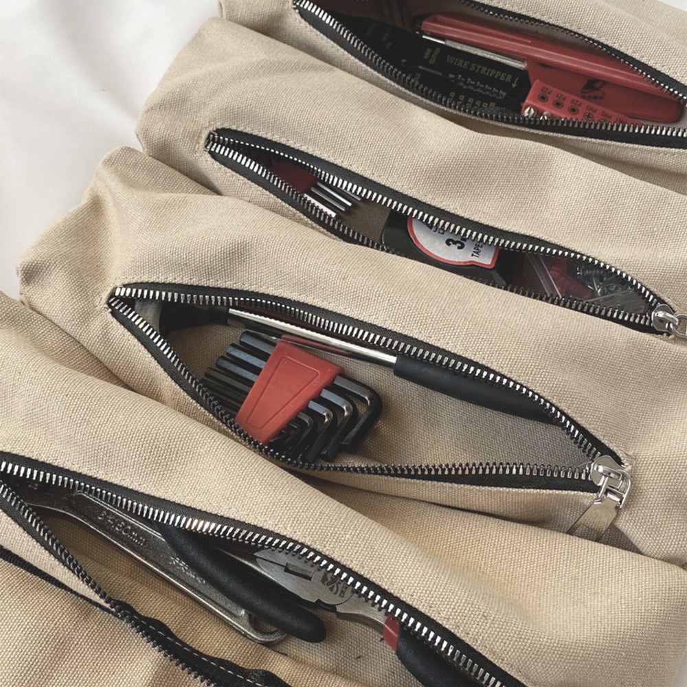 Multi-Purpose Roll Up Tool Bag - Durable Canvas Organizer with Pockets