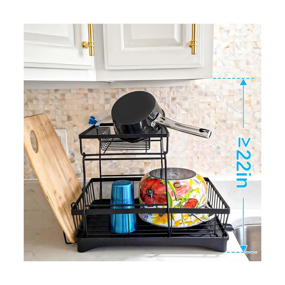 7 code Large Dish Drying Rack for Kitchen Counter, Detachable Large Capacity ...