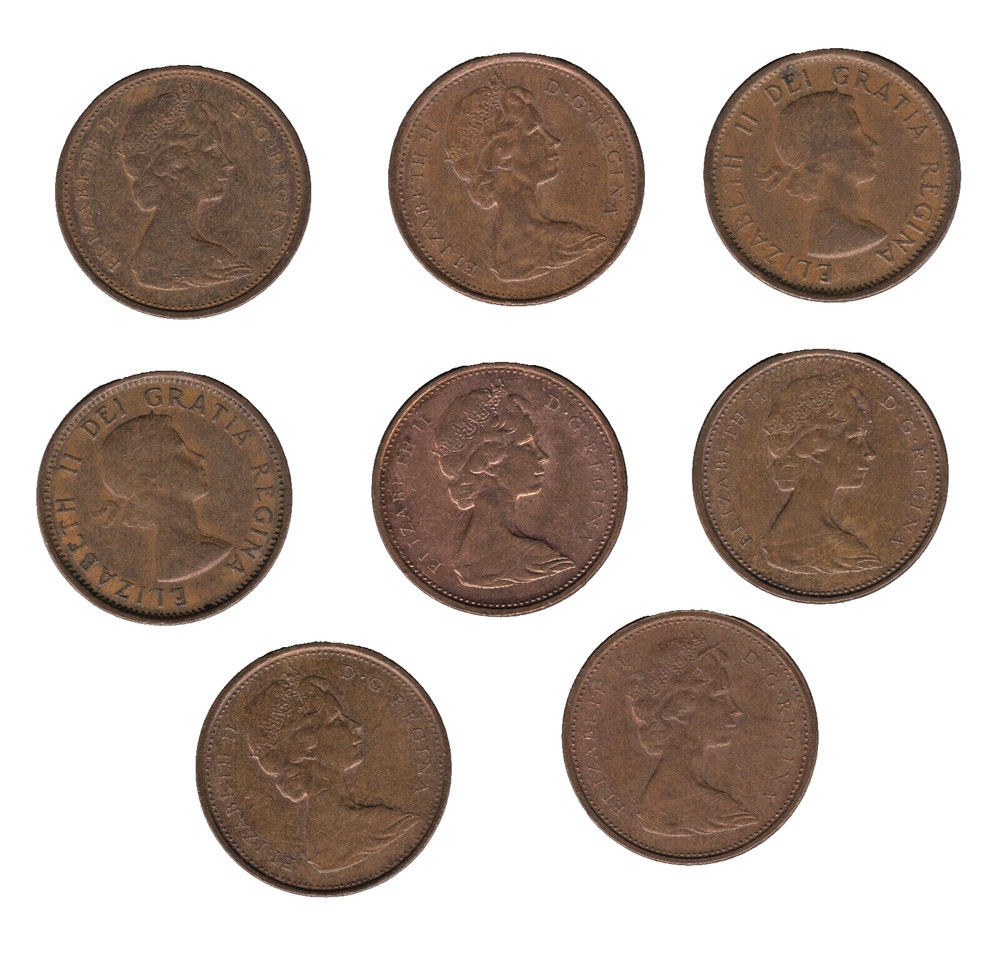 Canada Elizabeth II 1 Cent Coins x8 – Mixed Dates
