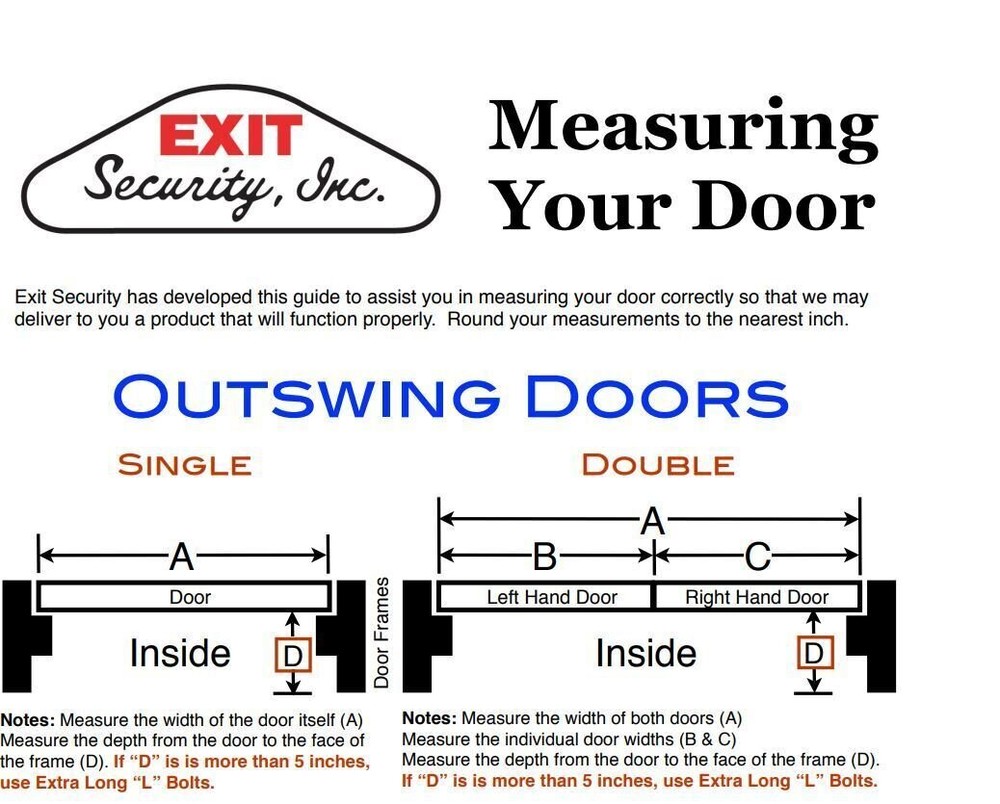 Exit Security SB-01-0032 Exit Bar for 32" Door Size, Narrow Doors
