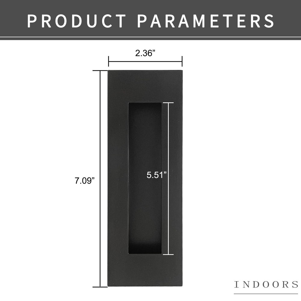 Recessed Finger Flush Pull Sliding Door Handle Edge Pull 7" Black