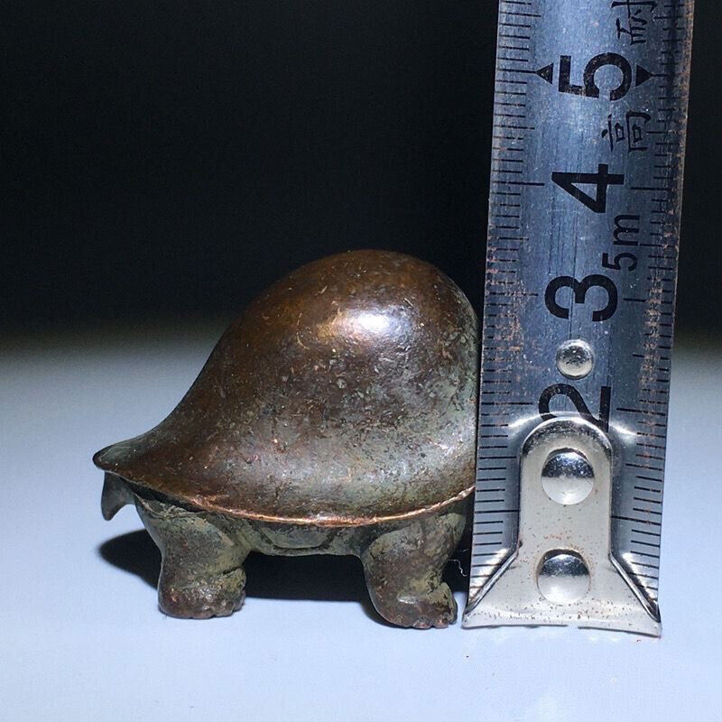Old Chinese Handmade Solid Red Copper Longevity Turtle Tea Pet Statue