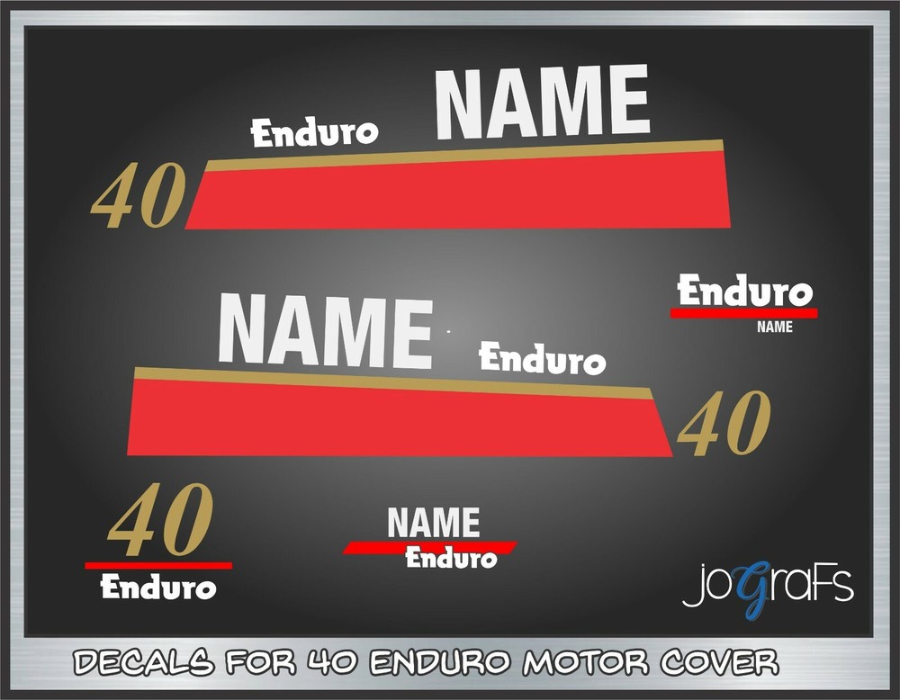 Yamaha 40hp Enduro Outboard Engine Decals Kit - Stickers