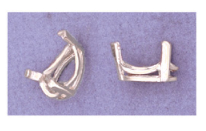 Pear Shape Cast Wire Scalluped Heads - Component - Sterling Silver 925 - 5pcs