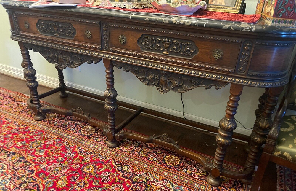 RENAISSANCE SIDEBOARD MARBLE TOP CREDENZA