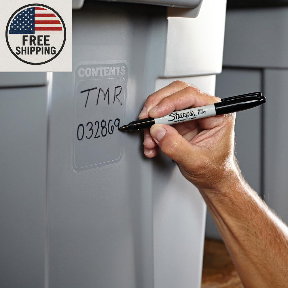 Sharpie Permanent Markers, Fine Tip, Black, 12 Count - for Classroom, Office, &