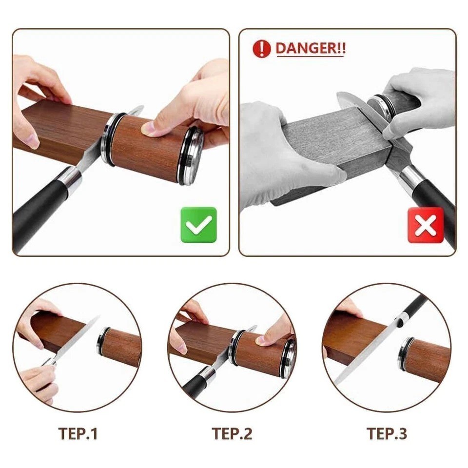Rolling Knife Sharpener 15 and 20 Degree Sharpening Magnetic Angle Base Kitchen