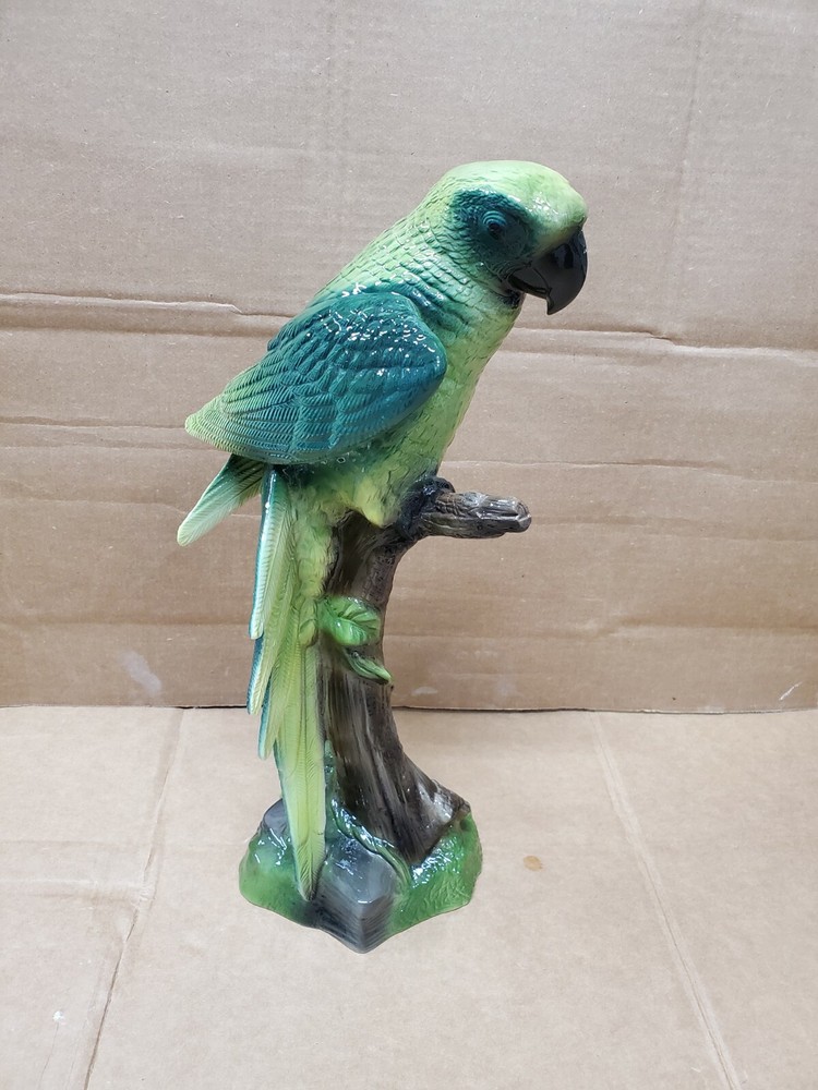 17" Ceramic Bird On Perch Airbrushed Figurine