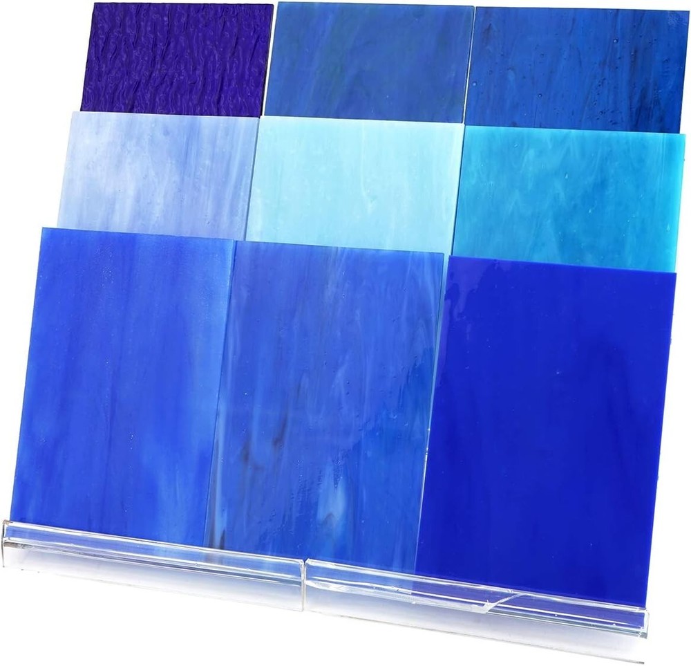 Mixed Texture Blue Stained Glass 4x6 Inch Pack - 10 Sheets for Artistry