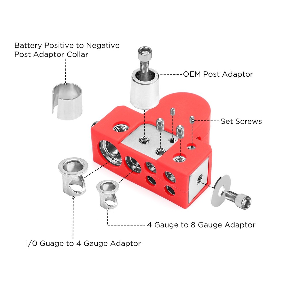 RECOIL BTL Solid Brass Positive/Negative Battery Terminals with Adaptor Collars