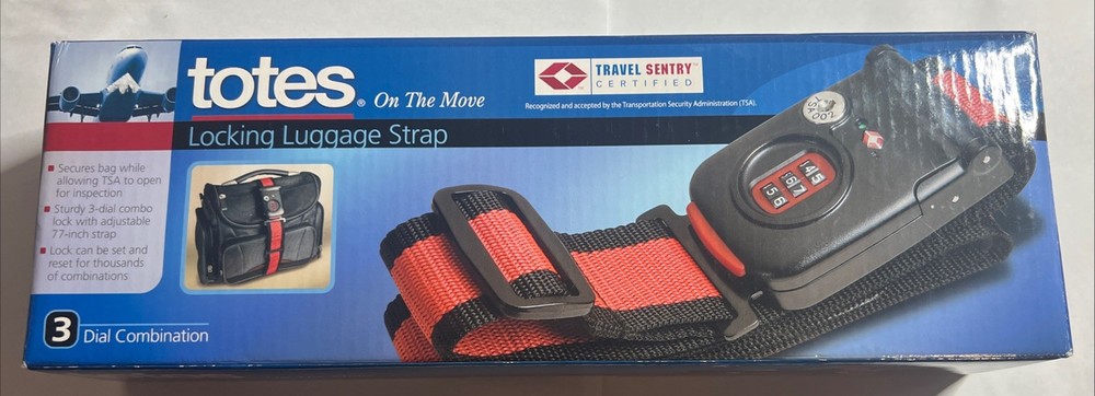 Totes Locking Luggage Strap 3 Dial Combination 77 inch Strap