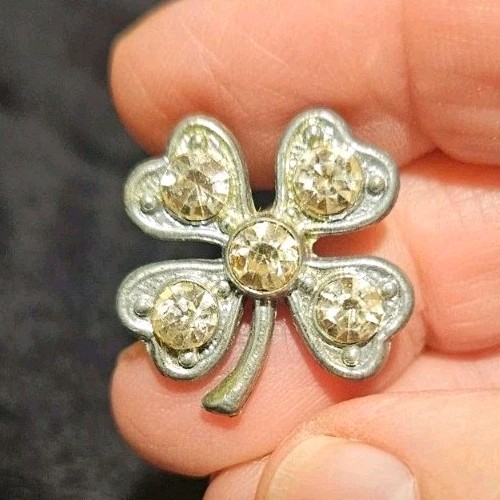 Antique Rhinestone Four-leaf Clover Button