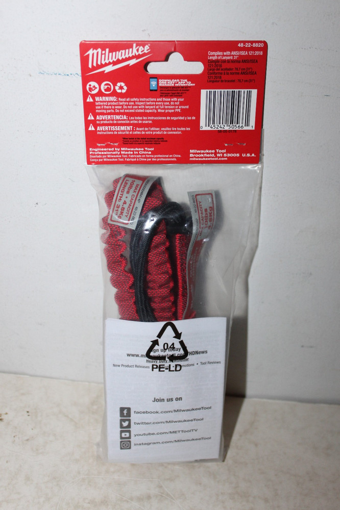Milwaukee Tool 48-22-8820 10 Lb. Quick-Connect Locking Tool Lanyard