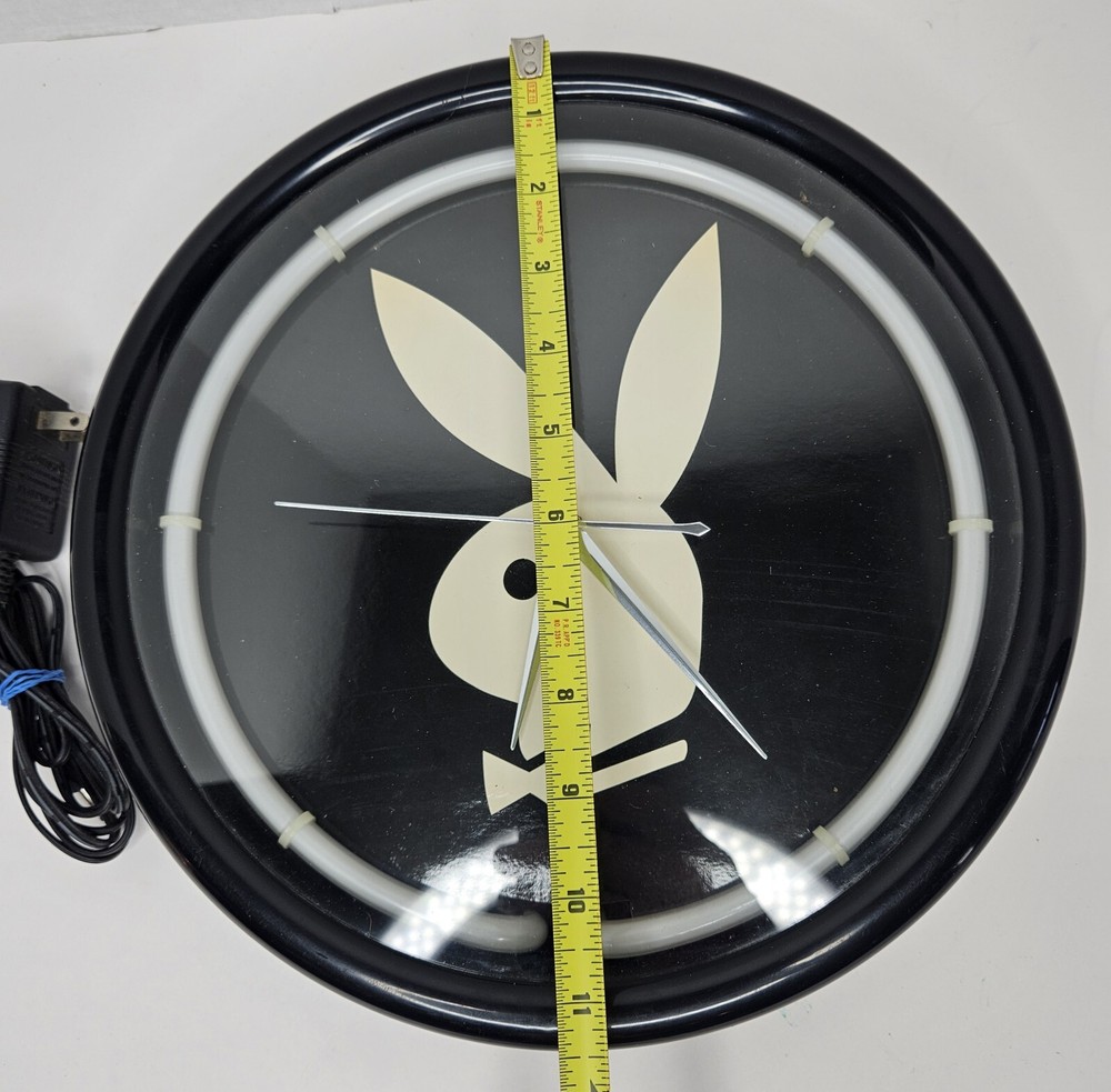 Vintage 12” Playboy Neon White Light Clock Works Tested